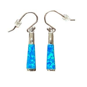 Blue opal drop earrings, 925 silver